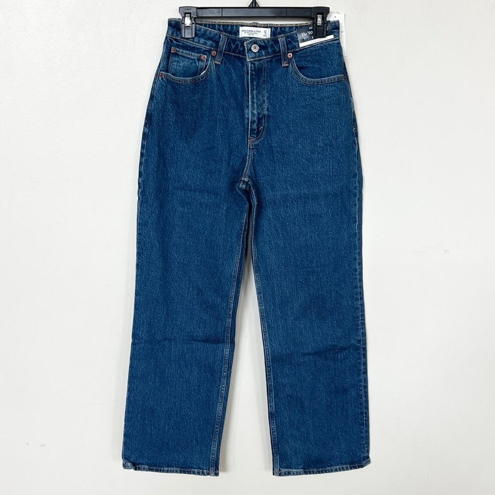 New ABERCROMBIE Curve Love High Rise 90s Relaxed Jean Dark (27, 29) SHORT inseam - Picture 3 of 10